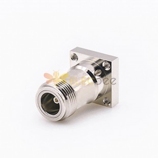 Female N Type Connector 4 Hole Flange Straight Solder for PCB Mount