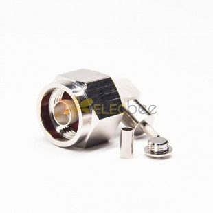Hexagonal N Connector Male Right Angled Crimp Type for Coaxial Cable