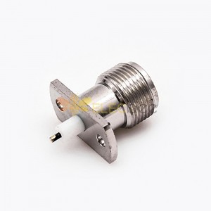 插孔 N 型连接器焊接板 2 孔法兰直焊，用于 PCB 安装