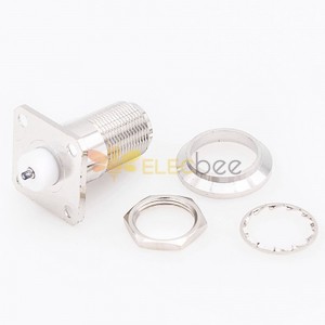 N Connector Chassis Mount 4 Hole Flange Female Straight Solder for Cable
