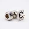 N Connector Female Right Angle PCB Mount Four Hole Flange Through Hole Nickel Plating