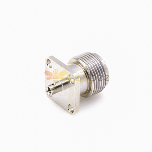 N Connector Female Straight 4 Hole Flange Solder for Semi-rigid 086 Cable