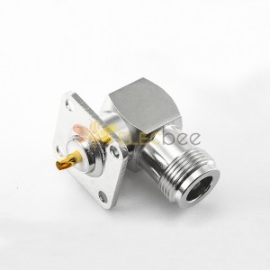 N Connector Right Angle 4 Hole Flange Female Solder Cup for Cable