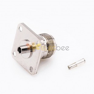 N Connector Soldering 4 Hole Flange Female Straight Solder for Semi-rigid 141 Cable