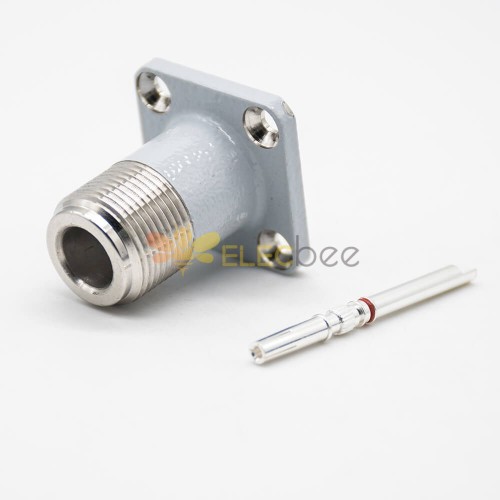 N Femmina 4 Foro Flange Pannello Mont Coaxial RF Lightning Arrester Straight Connector