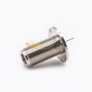 N RF 连接器母直焊板圆形法兰焊接用于 PCB 安装