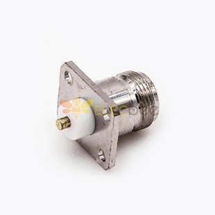 N-style Jack Connector 4 Hole Flange Straight Solder for PCB Mount