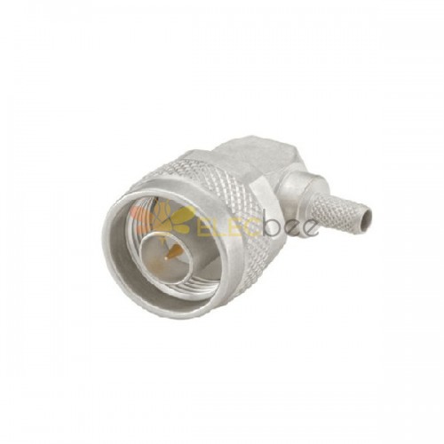N Type Connector Plug 50Ω Right Angle Cable Mount Crimp Solder Termination 11GHz for Flexible