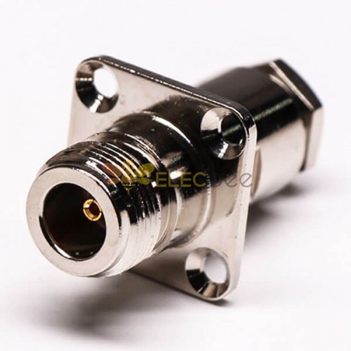 N Type Connector with Flange 4 Hole Female Clamp Type for Cable