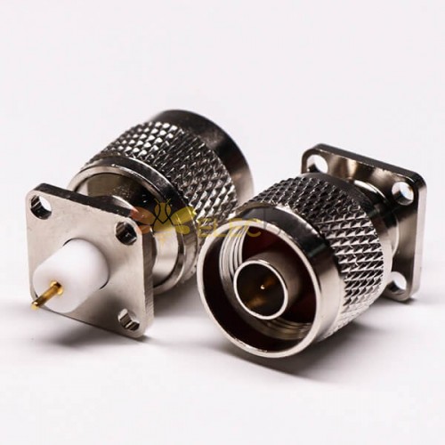20pcs N Type Plug Coaxial Connector Straight 4 Hole Flange Extended PTFE