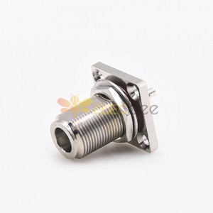 N Type Panel Mount Connector Bulkhead 4 Hole Flange Waterproof Female Straight Solder for Cable