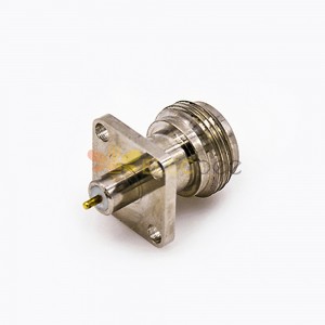 N 型射频连接器焊接板 4 孔法兰母直焊用于 PCB 安装