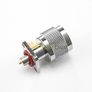防水N型連接器公头焊板PCB安裝4孔法蘭直焊