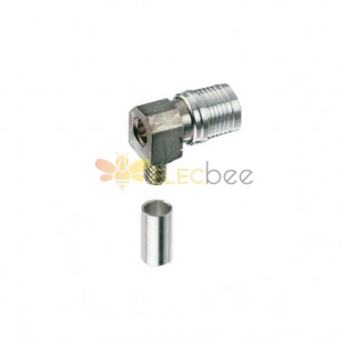 QMA Male Crimp Connector Right Angle 50Ω Cable Mount for RG188