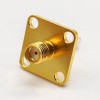 20 قطعة موصلات SMA جاك شفة 4 ثقوب مطلية بالذهب لتركيب اللوحة مع PTFE الممتد (مخصص)