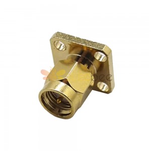 4 Hole Flange SMA Connector Male for Panel Mount with Solder Pot