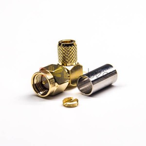 50 Ohm SMA Connector Male 90 Degree Crimp Type for RG6 Coaxial Cable