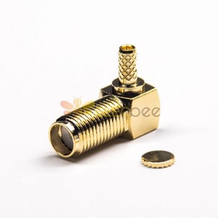 90 Degree Female Connector SMA Right Angled Crimp Type Gold Plating