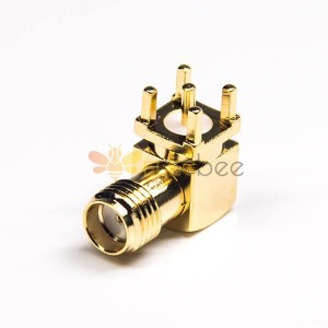 90 Degree Female SMA Connector Through Hole for PCB Mount