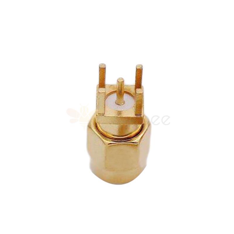 Reverse Polarity SMA (RP-SMA) Male Plug Connector Gold Plated Straight Through Hole for PCB Mount