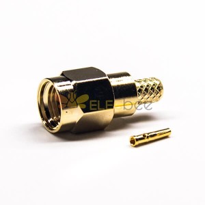 Crimp Type RP Male SMA Connector 180 Degree Gold Plating 50 Ohm Cable Type RG58