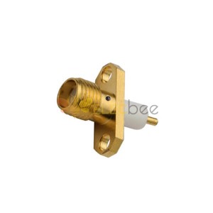 Epoxy Captivated SMA Connector 2Hole Flange Straight Jack with Extended PTFE