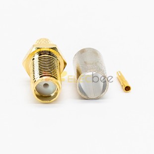 Female SMA Connector 180 Degree Golder Plating Crimp Type for Coaxial Cable RG58