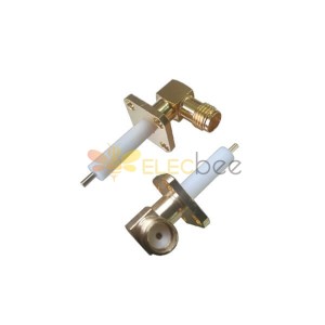 Flange Mount SMA Connector 90° Receptacle Square Flange with Extended PTFE
