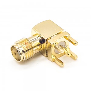 Gold Plating SMA Connector Right Angled Jack Through Hole pour PCB Mount