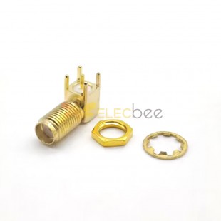 Long Thread Right Angle Female SMA Jack Connector Front Bulkhead for PCB Mount Through Hole
