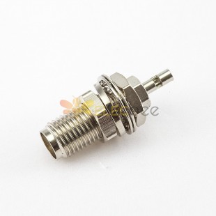 Panel Mount SMA Connector Female 180 Degree Front Bulkhead Crimp With Solder for 1.13MM Cable