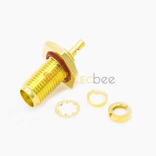 Panel Mount SMA RF Straight Connector Female Front Bulkhead Waterproof Crimp With Solder for 0.4D Cable