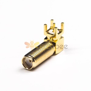 PCB Mount SMA Connector Femme Angled Through Hole Gold Plating
