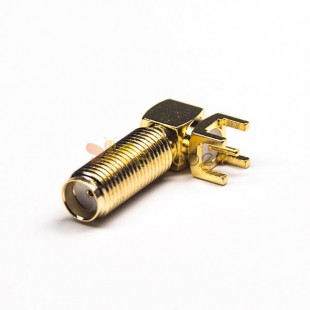 20 piezas conector SMA de montaje en PCB hembra en ángulo recto a través del agujero chapado en oro