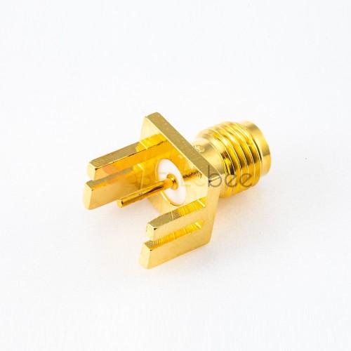 Plate Edge Mount SMA Female Connector Straight PCB Mount