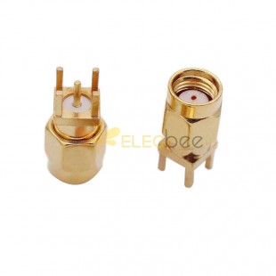 Reverse Polarity SMA (RP-SMA) Male Plug Connector Gold Plated Straight Through Hole for PCB Mount