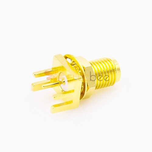 RF Connector Female SMA Type Straight PCB Mount Plate Edge Mount