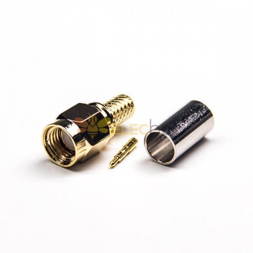 Conector RF SMA macho tipo de crimpado recto para chapado de oro de cable coaxial