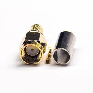 20 piezas conector RF SMA macho tipo crimpado recto para Cable Coaxial chapado en oro
