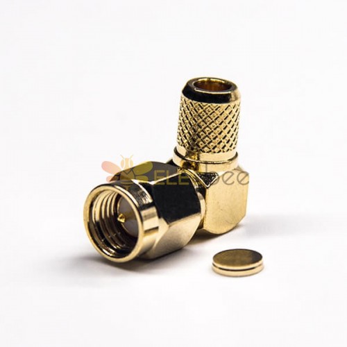 Right Angled SMA Connector Male Crimp Type pour RG6 Coaxial Cable