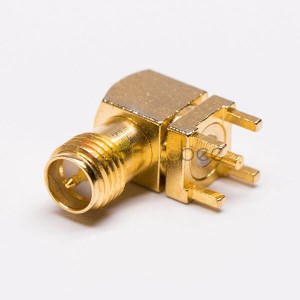 Conector de conector de conector RP-SMA en ángulo chapado en oro para PCB