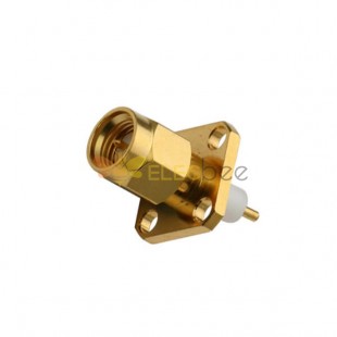 SMA 4Hole Square Flange Male Connector Epoxy Captivated with Extended PTFE
