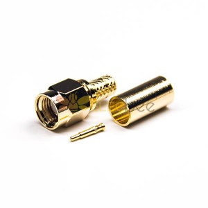 SMA 50 ohmios conector macho 180 grados crimpado tipo chapado de oro