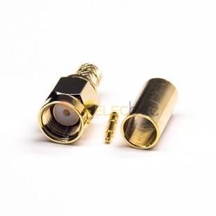 20 piezas SMA 50 ohmios conector macho 180 grados tipo engarzado chapado en oro