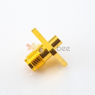 SMA Cable Connector Female Straight 4 Holes Flange Solder for Semi-soft/semi-rigid-2