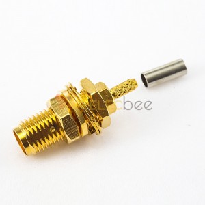 SMA Cable Crimp RG178/1.37mm/1.45mm Connector Female 180 Degree Panel Mount Front Bulkhead