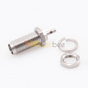 SMA Cable Panel Mount Front Bulkhead Female 180 Degree Crimp With Solder for 0.4D Nickel Plating
