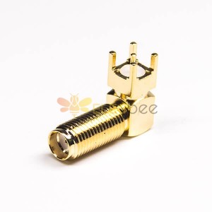 Connecteur SMA Angled Threaded 50 Ohm Through Hole Gold Plating