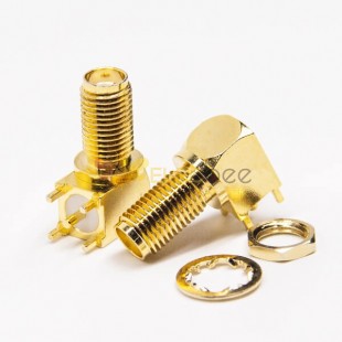 20 piezas conector SMA mamparo R/A hembra a través del orificio para PCB chapado en oro