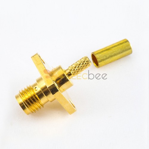 SMA Connector Female Straight Panel Mount 4 Holes Flange Crimp for RG174/RG316/LMR100 Cable